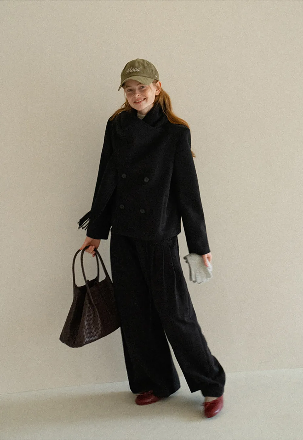 Double Breasted Notched Collar Wool Coat