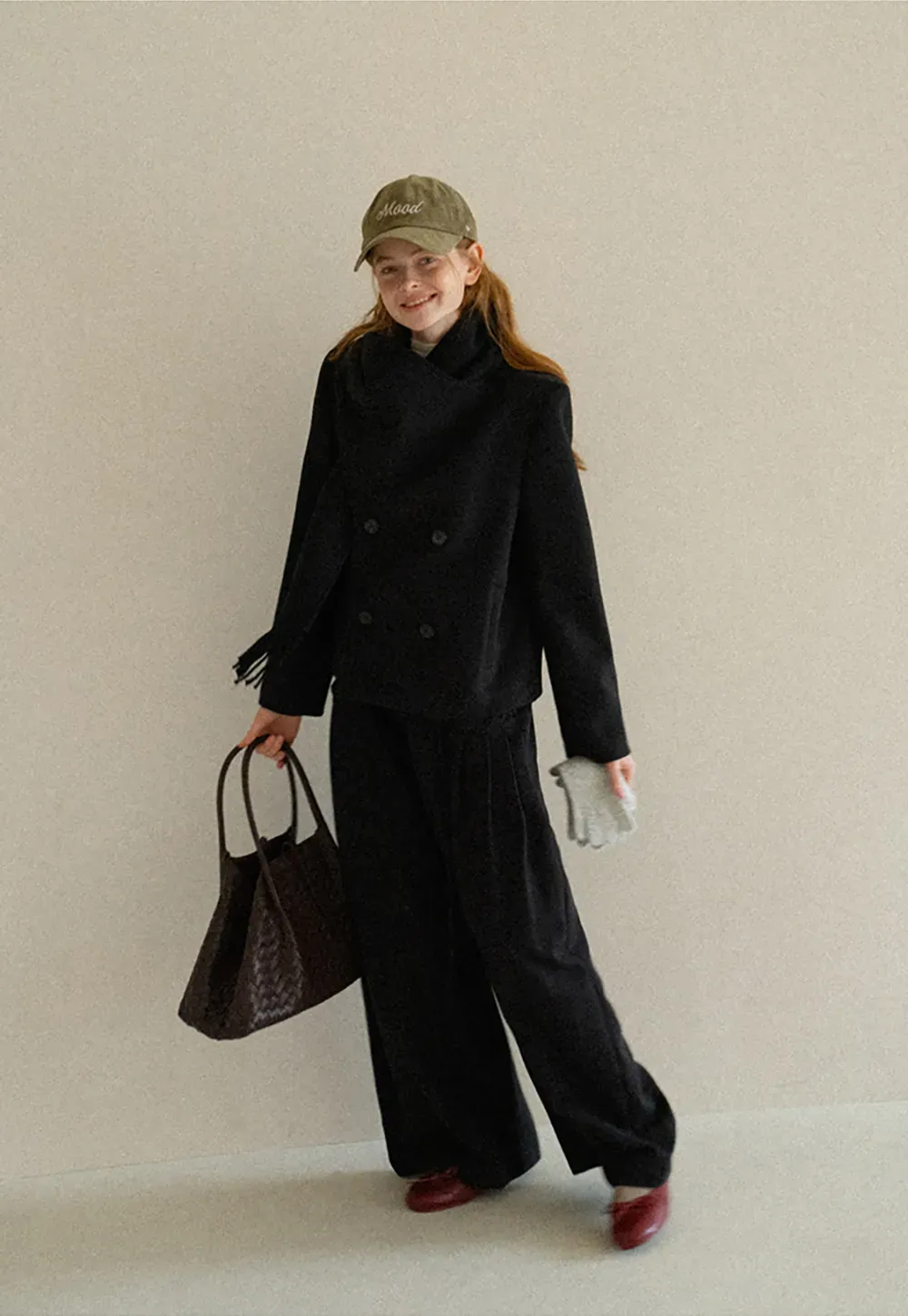 Double Breasted Notched Collar Wool Coat