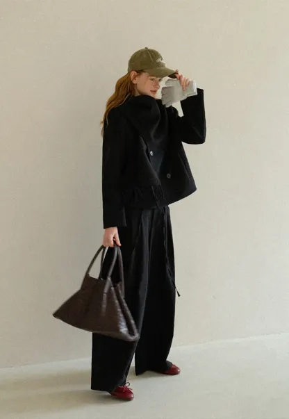 Double Breasted Notched Collar Wool Coat