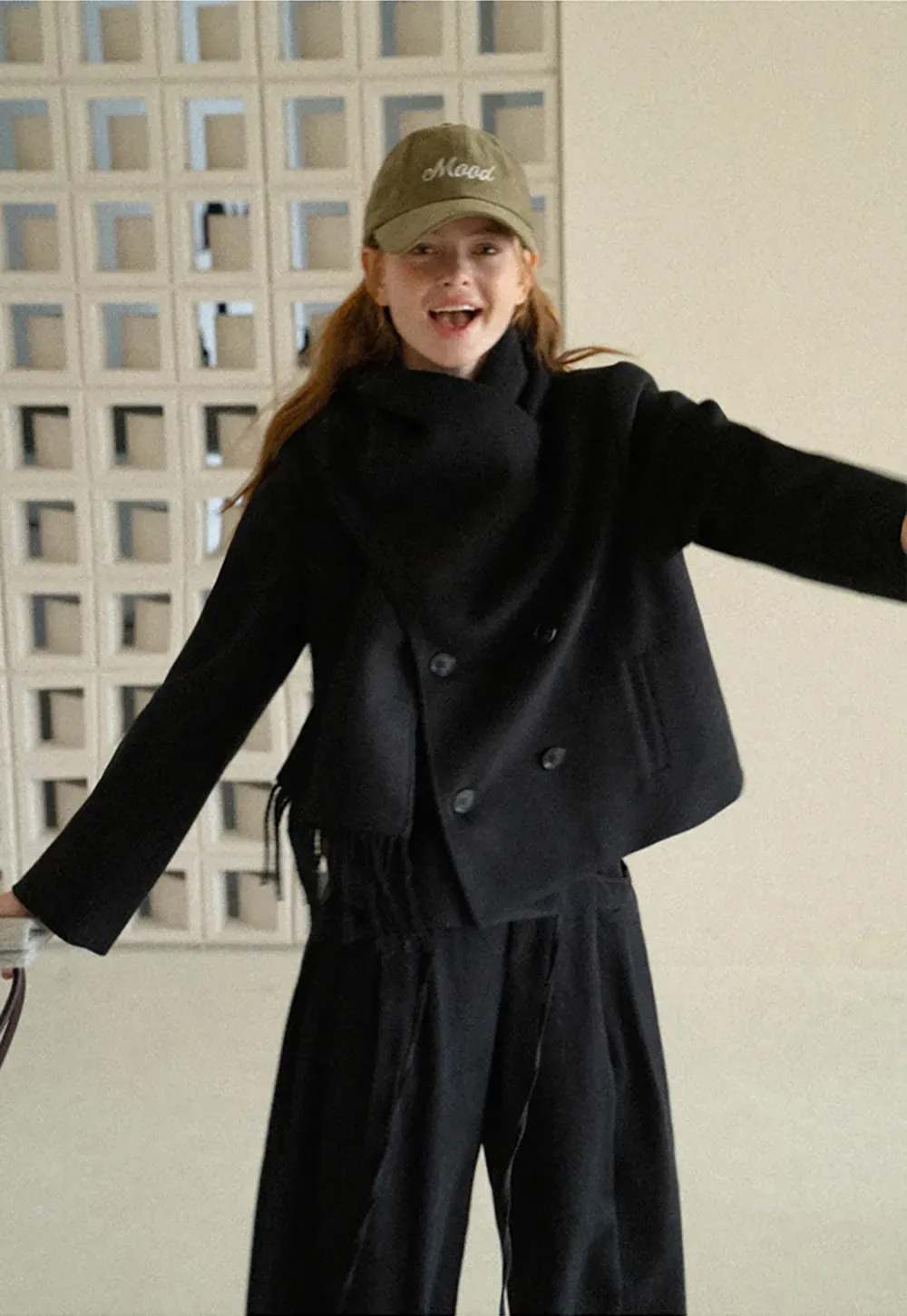Double Breasted Notched Collar Wool Coat