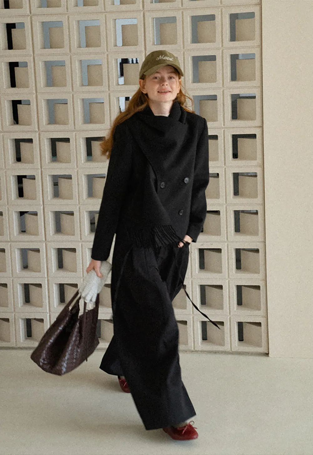 Double Breasted Notched Collar Wool Coat