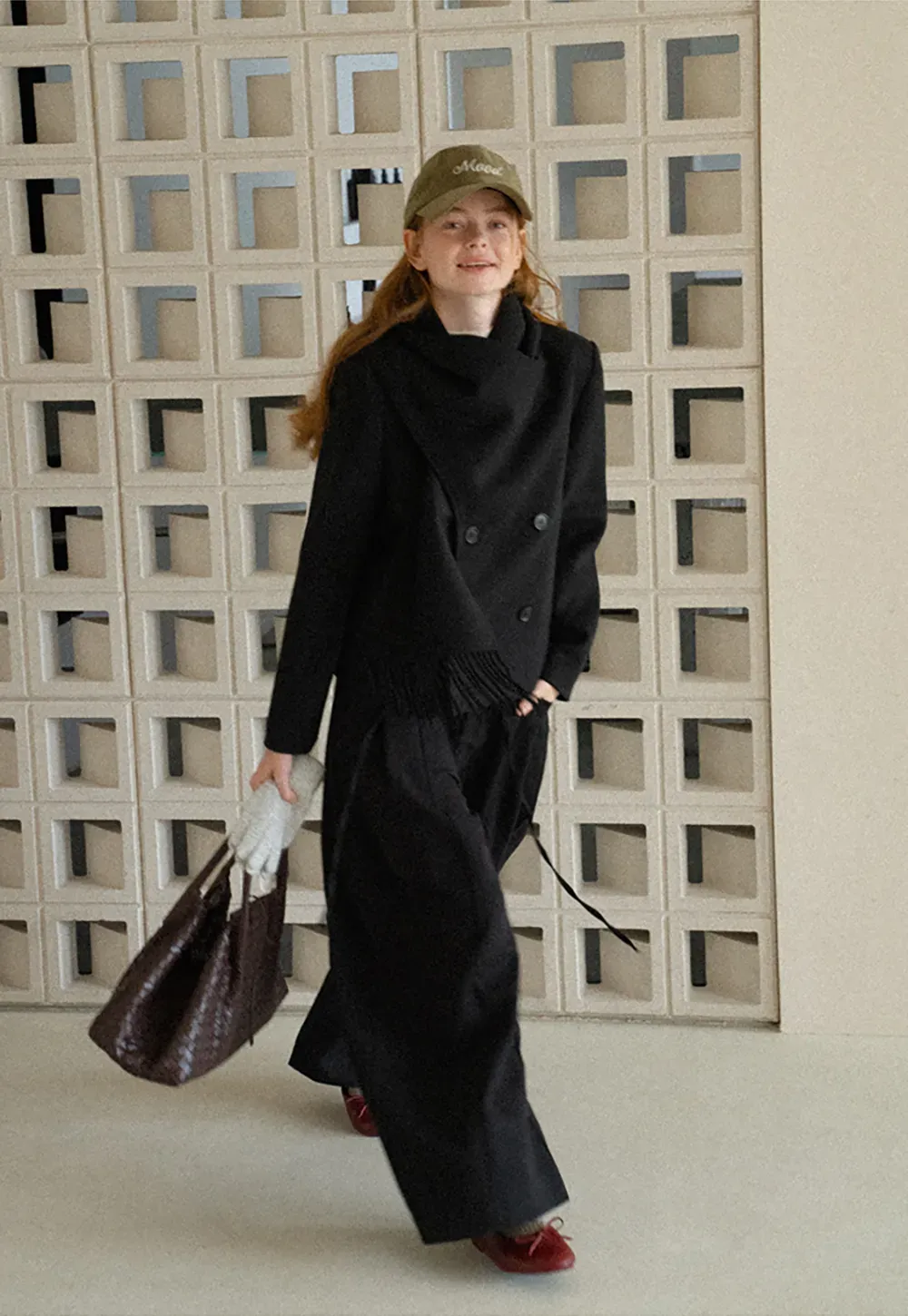 Double Breasted Notched Collar Wool Coat