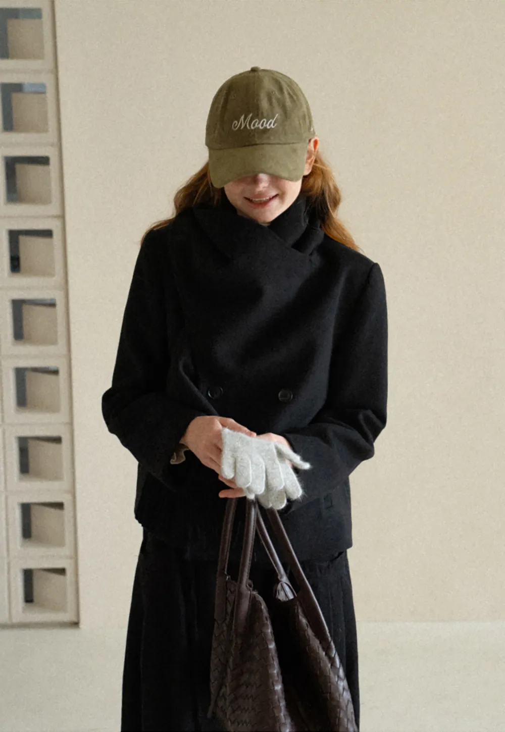 Double Breasted Notched Collar Wool Coat