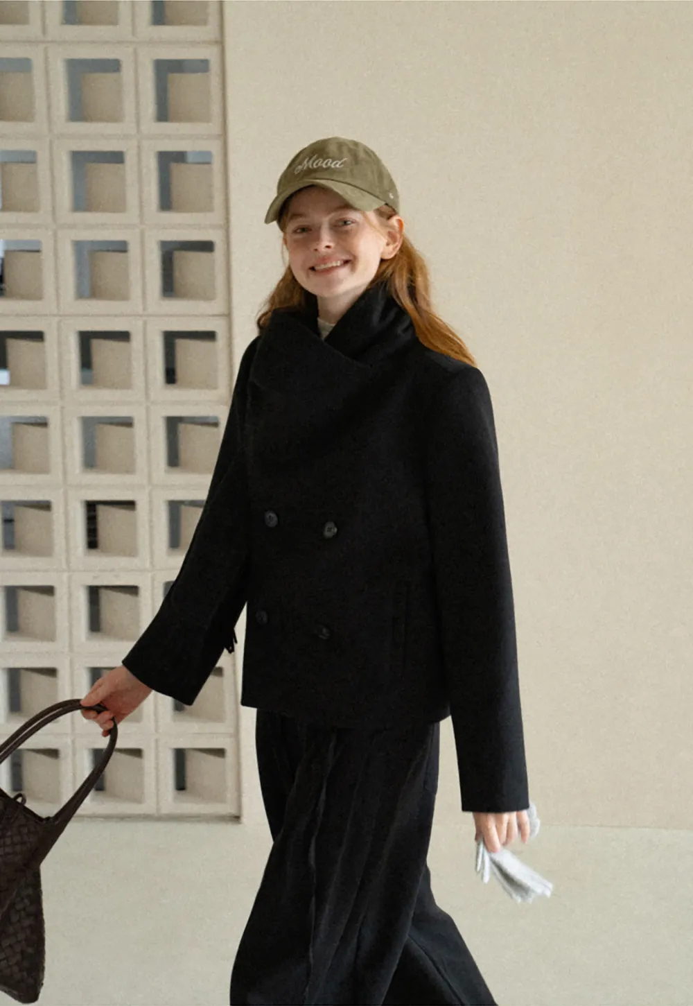 Double Breasted Notched Collar Wool Coat