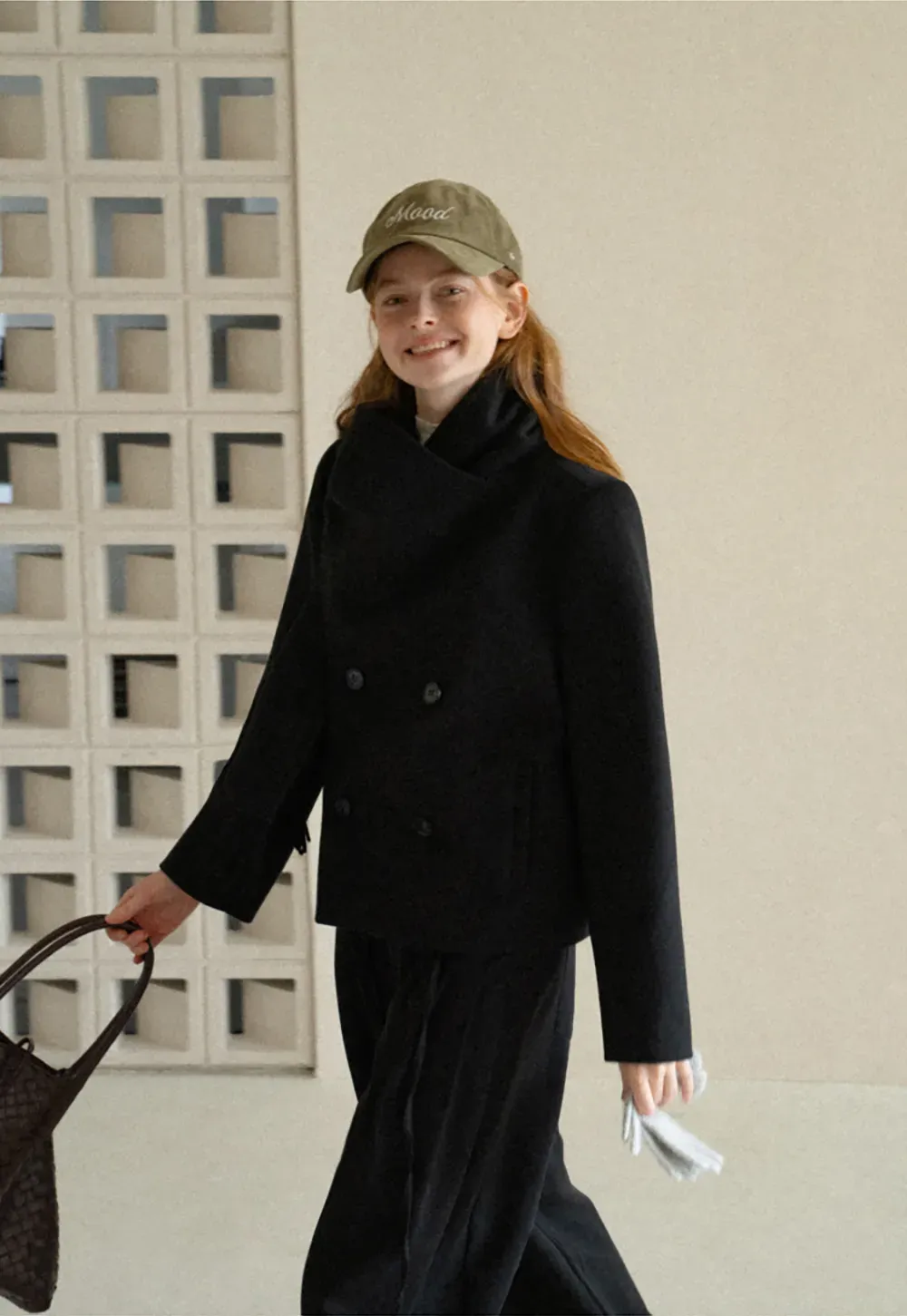 Double Breasted Notched Collar Wool Coat