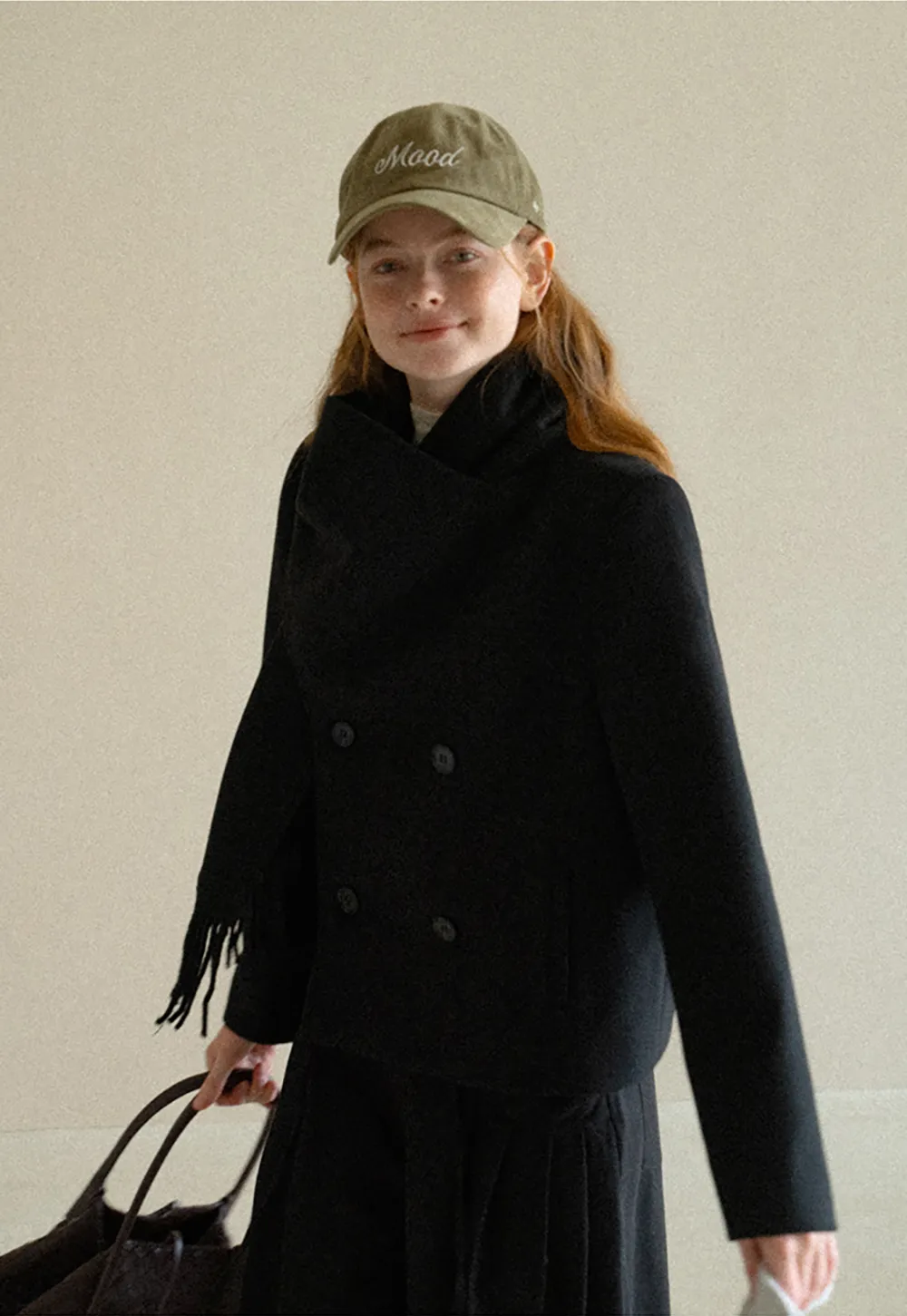 Double Breasted Notched Collar Wool Coat