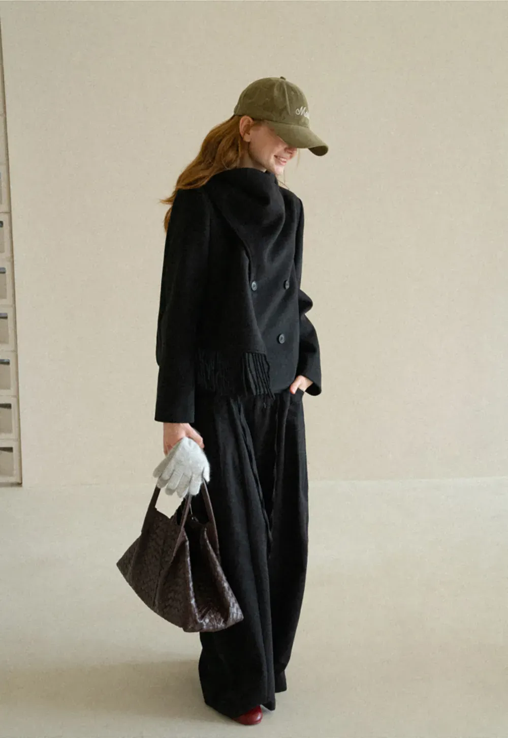 Double Breasted Notched Collar Wool Coat