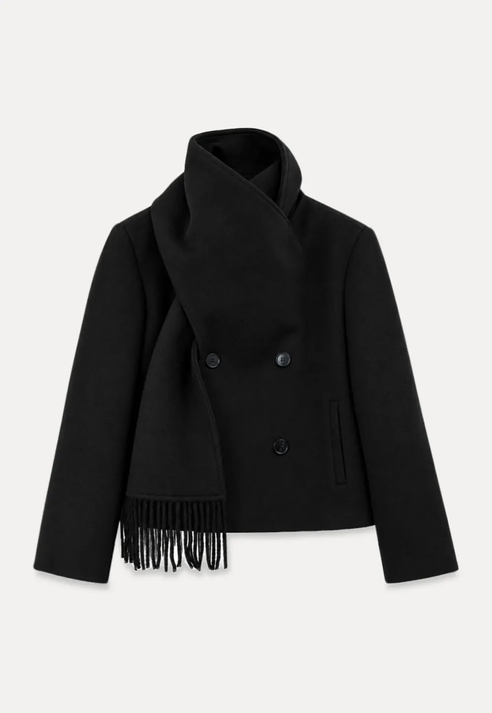 Double Breasted Notched Collar Wool Coat