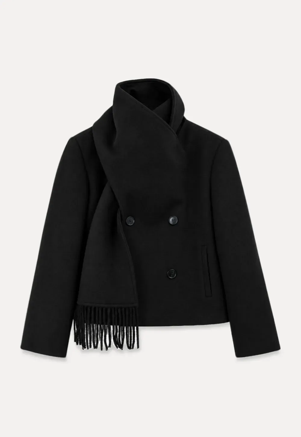 Double Breasted Notched Collar Wool Coat