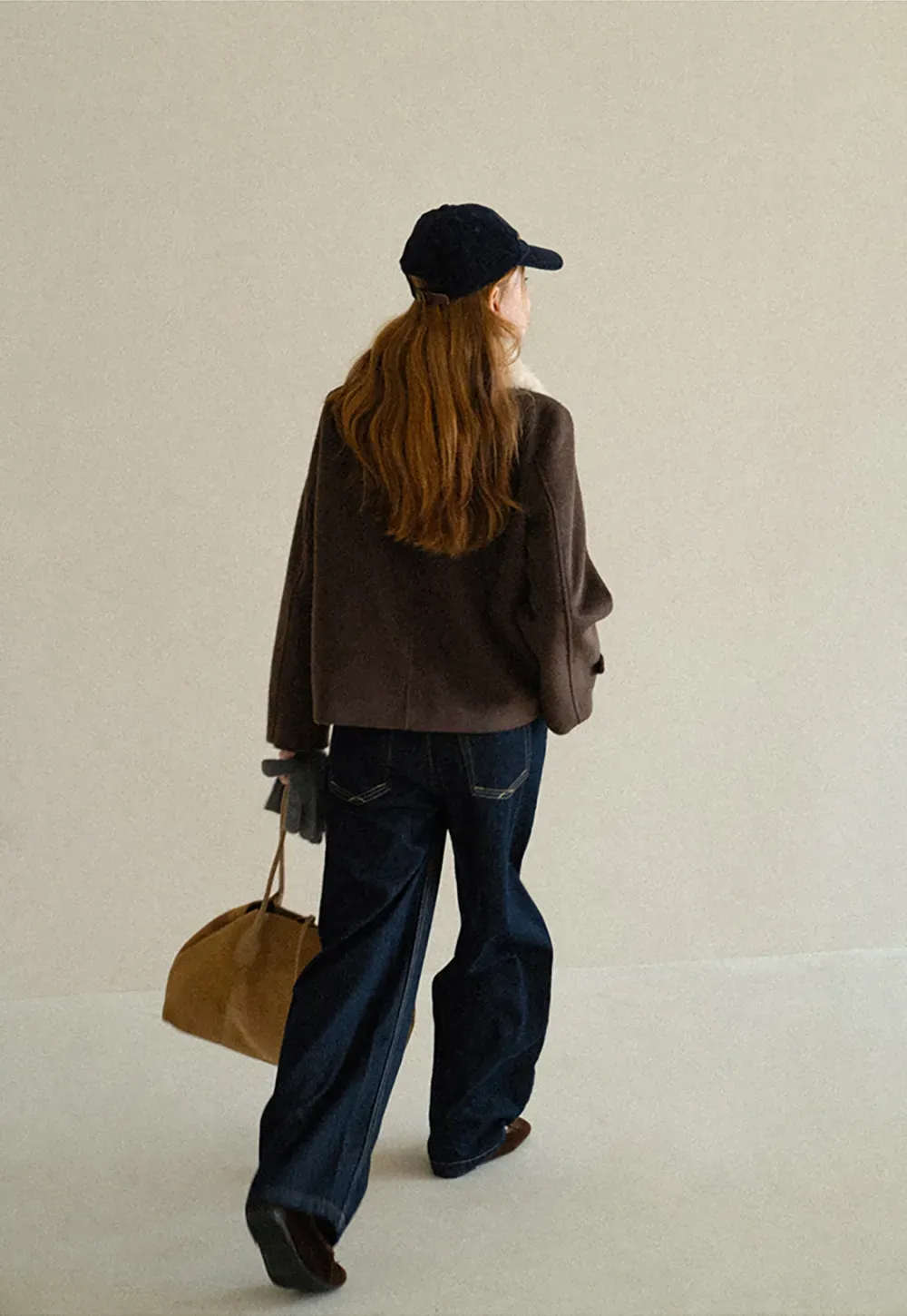 Shearling Collar Wool Coat