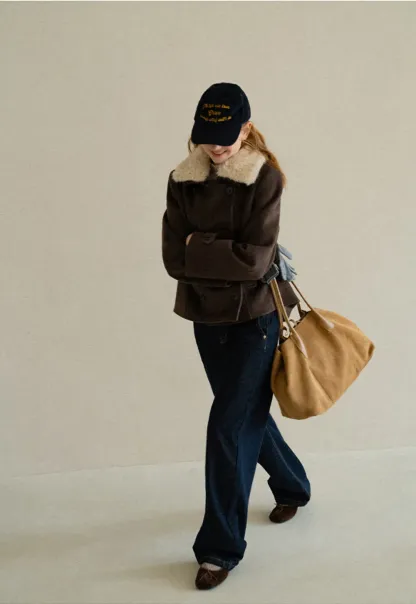 Shearling Collar Wool Coat