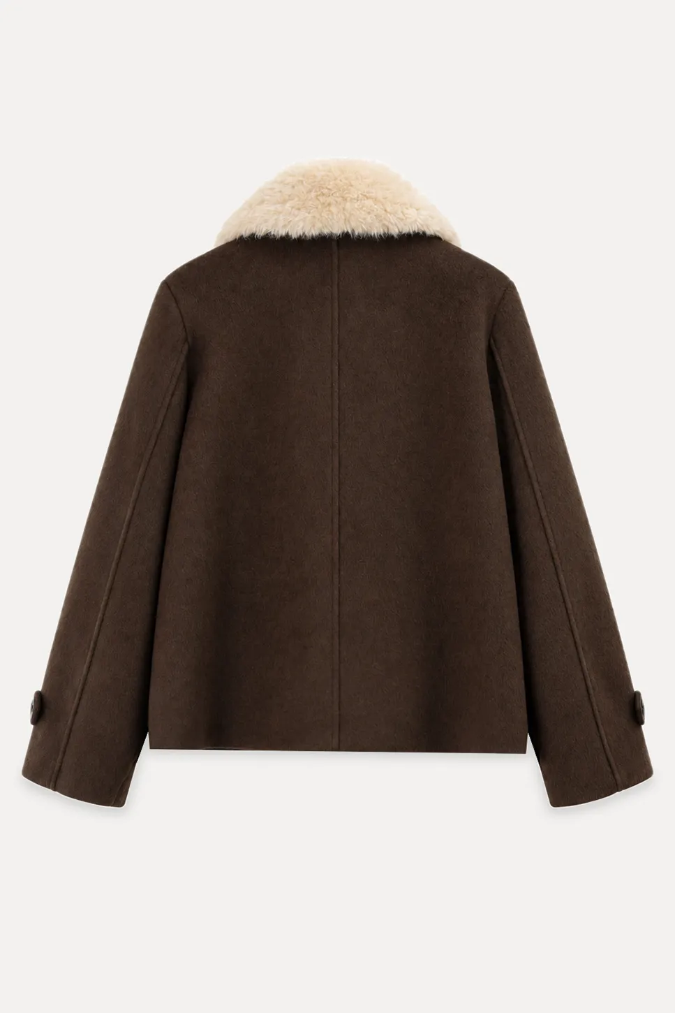 Shearling Collar Wool Coat