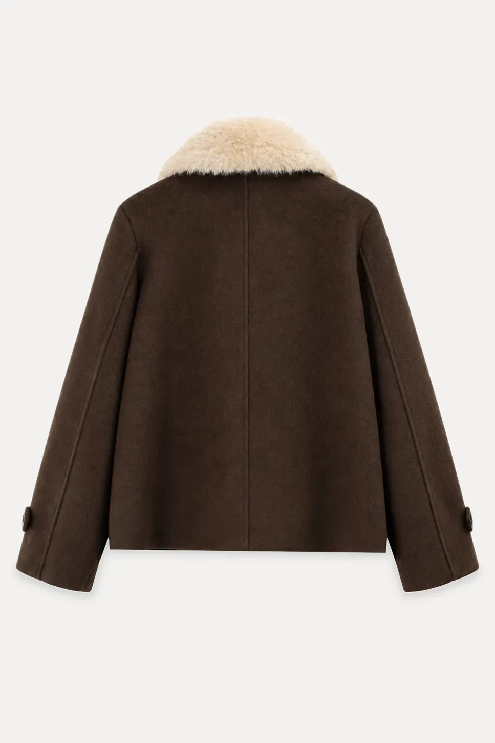 Shearling Collar Wool Coat