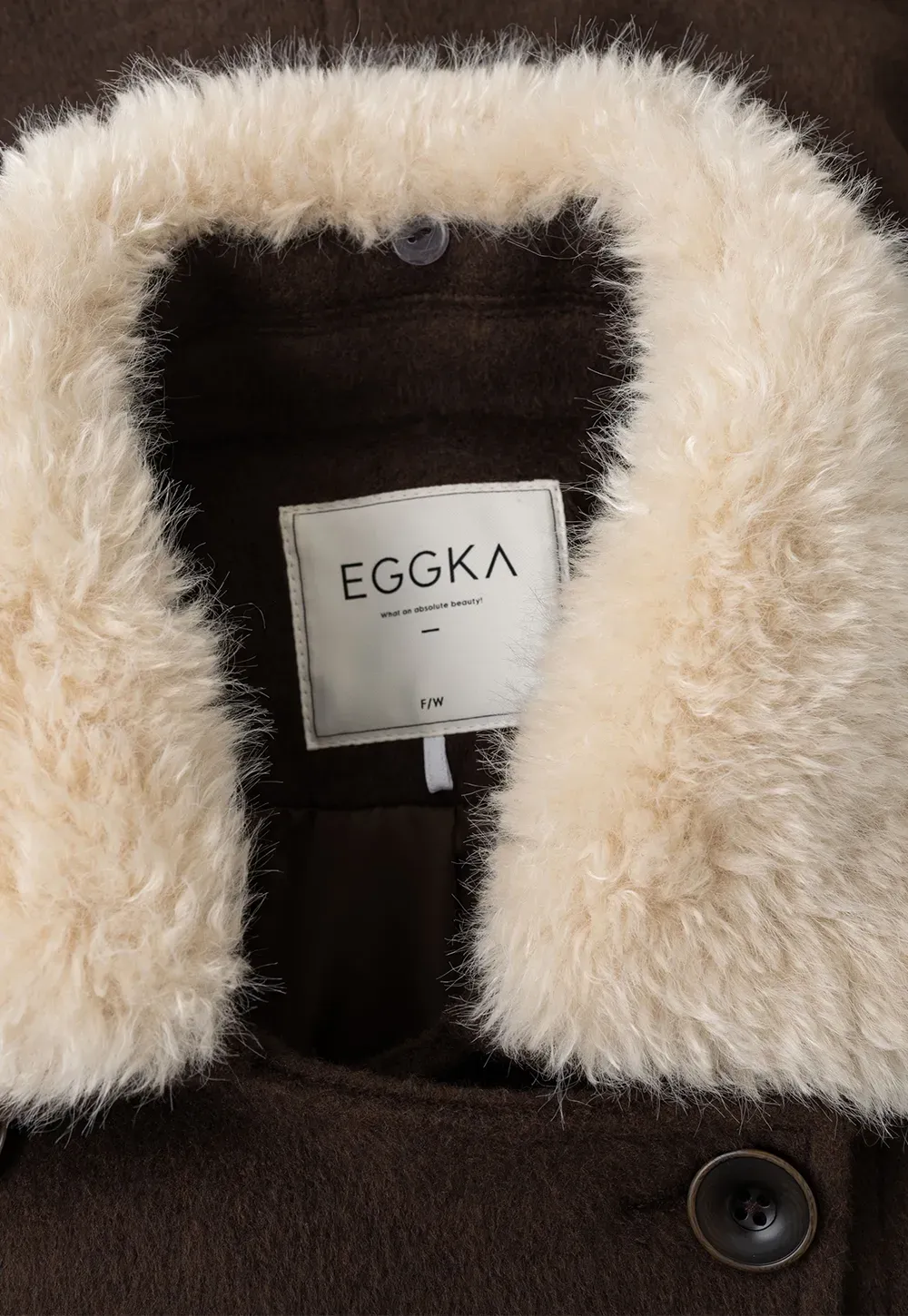 Shearling Collar Wool Coat