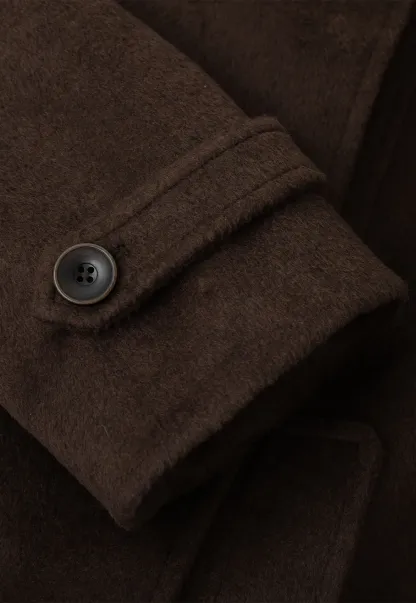 Shearling Collar Wool Coat