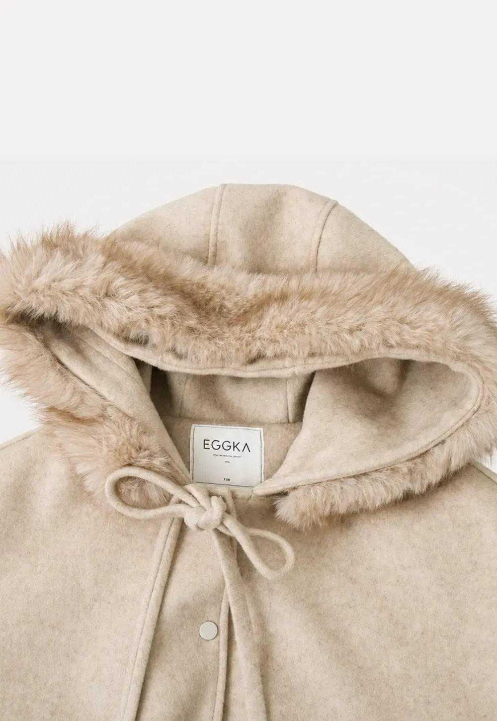 Faux Fur Trim Hooded Oversized Wool Coat