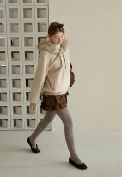 Faux Fur Trim Hooded Oversized Wool Coat