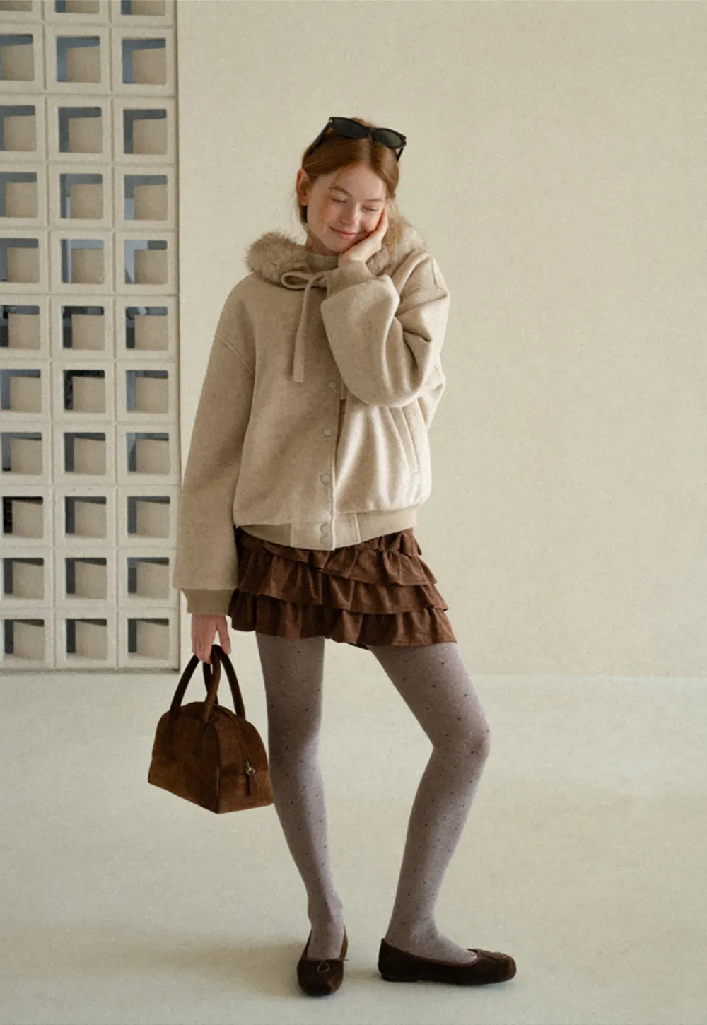 Faux Fur Trim Hooded Oversized Wool Coat