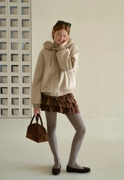 Faux Fur Trim Hooded Oversized Wool Coat