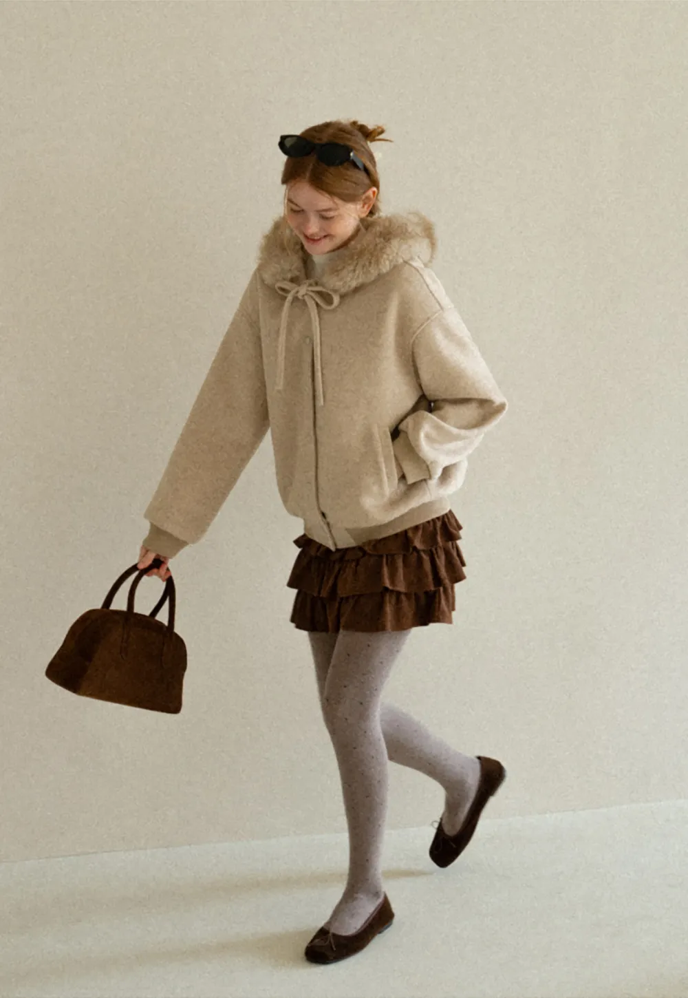 Faux Fur Trim Hooded Oversized Wool Coat