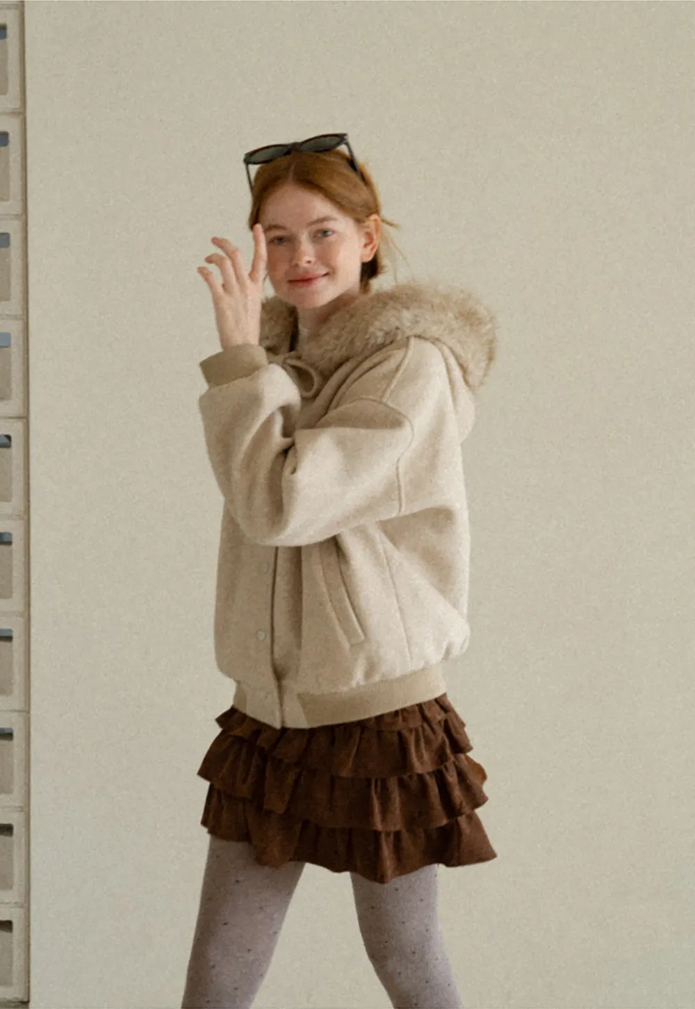 Faux Fur Trim Hooded Oversized Wool Coat