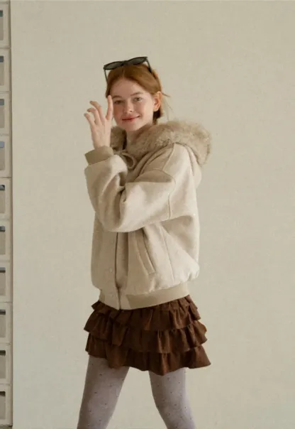 Faux Fur Trim Hooded Oversized Wool Coat