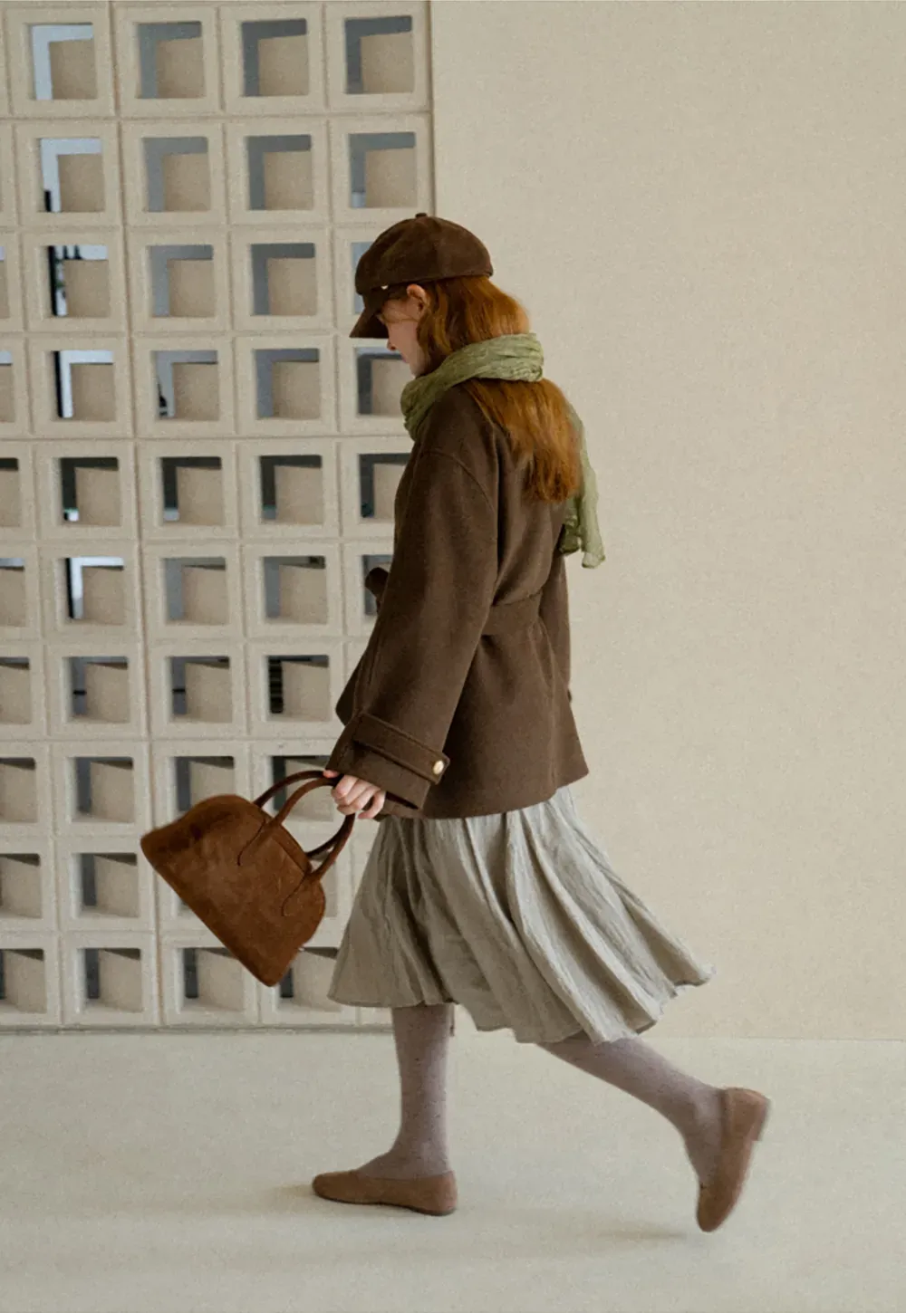 High Collar Belted Wool Coat
