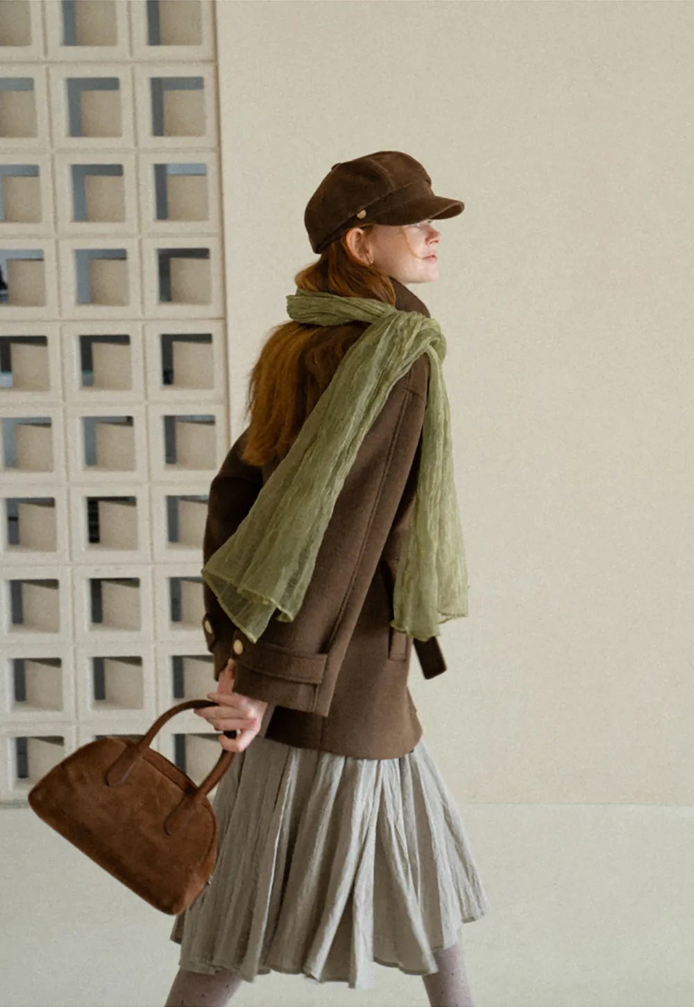 High Collar Belted Wool Coat