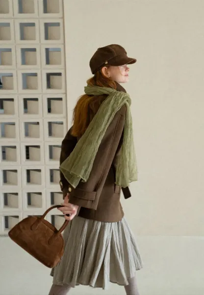 High Collar Belted Wool Coat