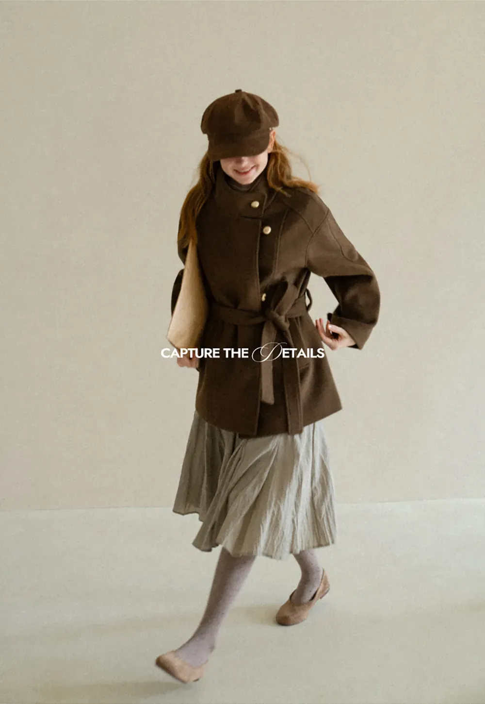 High Collar Belted Wool Coat