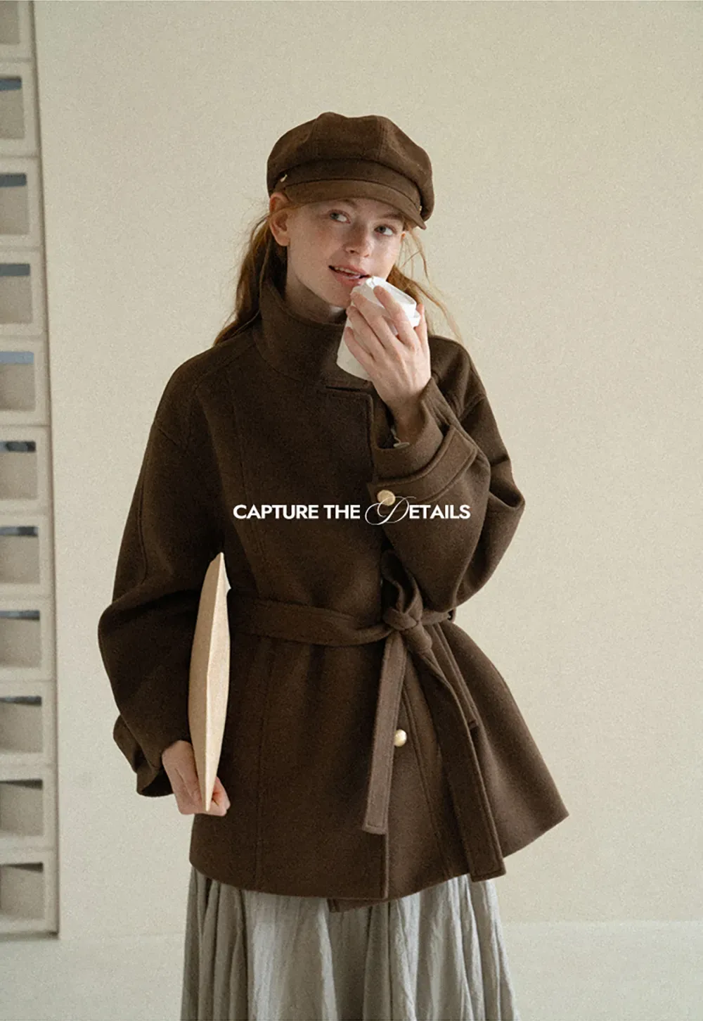 High Collar Belted Wool Coat