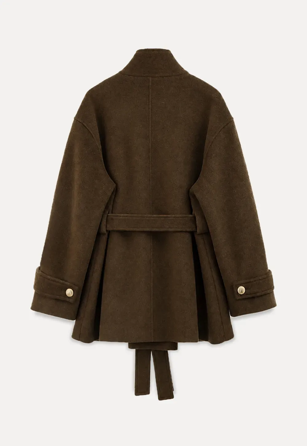 High Collar Belted Wool Coat