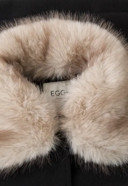 Faux Fur Trimmed Cape Wool Coat