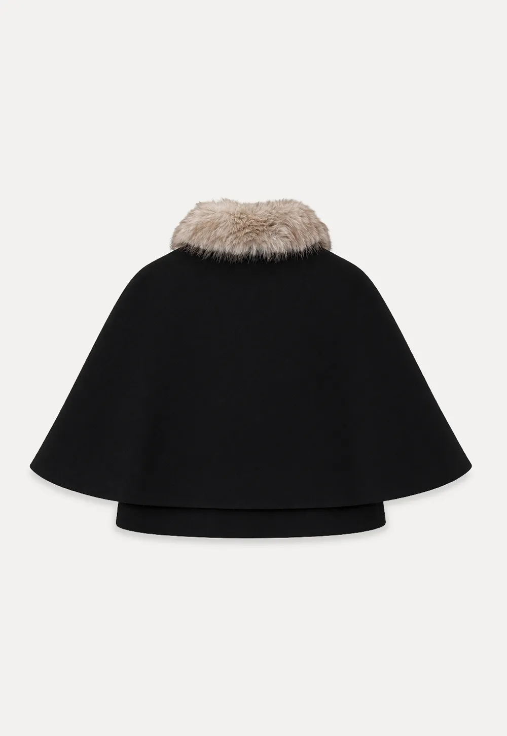 Faux Fur Trimmed Cape Wool Coat