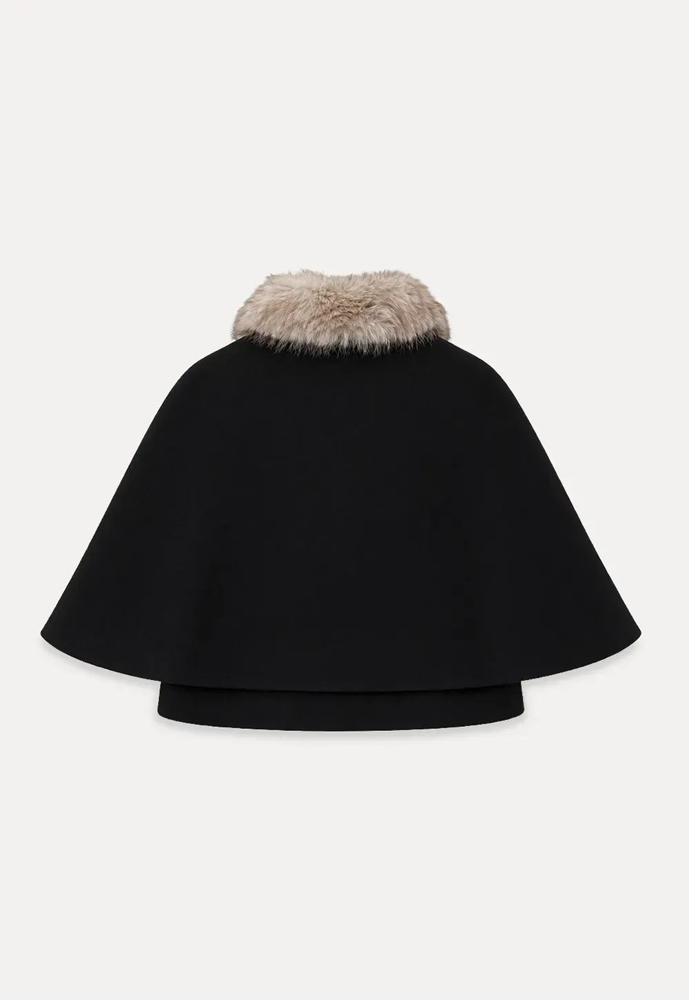Faux Fur Trimmed Cape Wool Coat