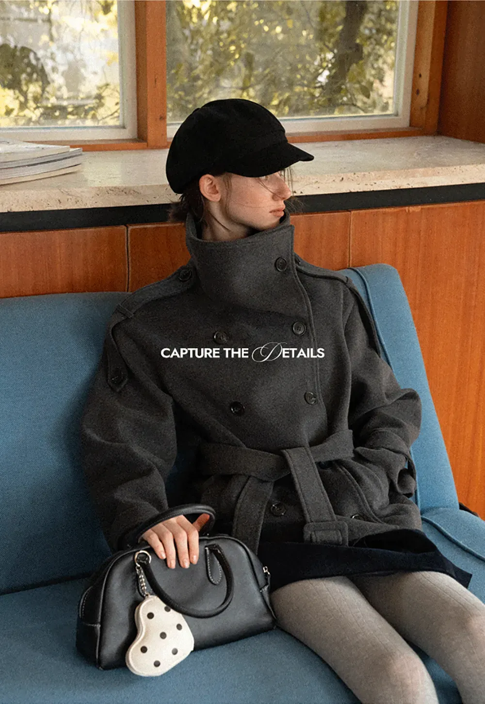 Peplum Waist Belted Wool Coat