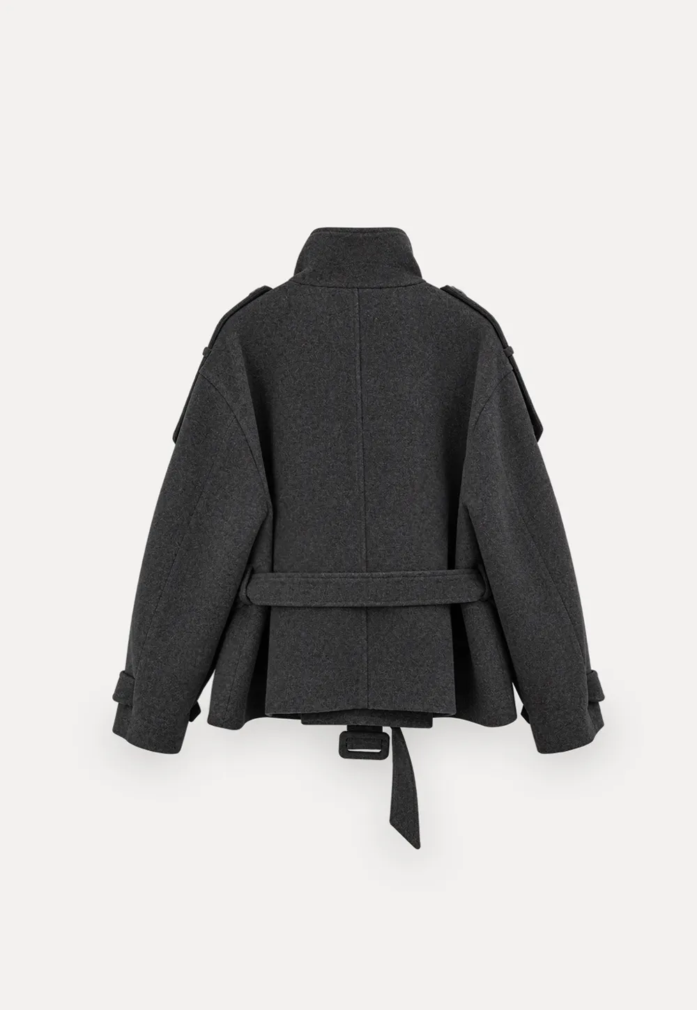 Peplum Waist Belted Wool Coat