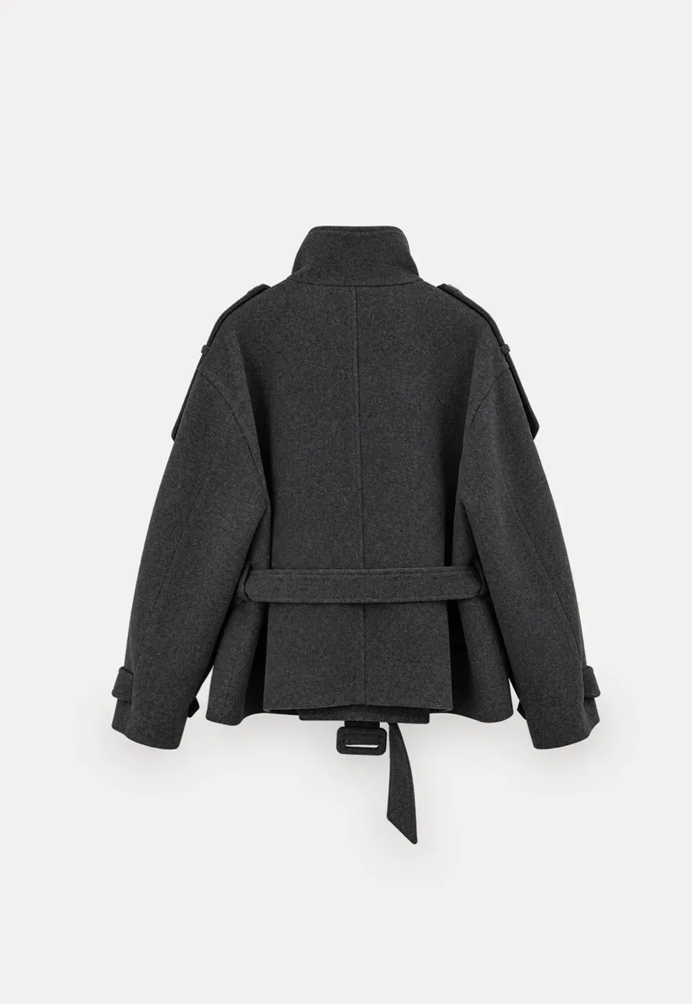 Peplum Waist Belted Wool Coat