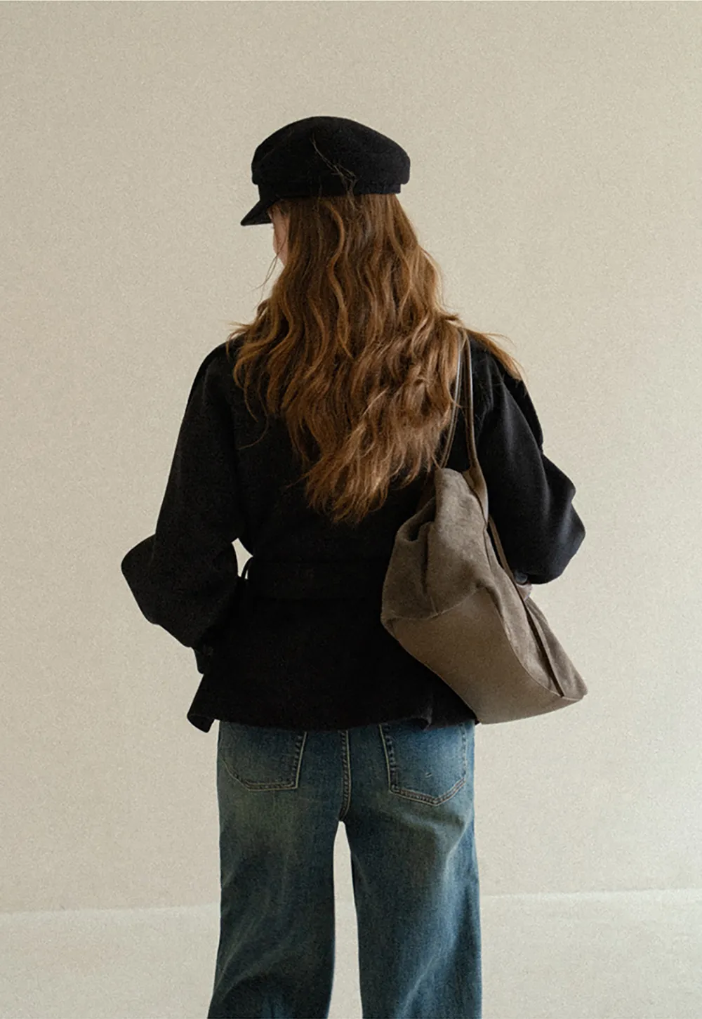 Wrap Front Wool Coat with Tie Belt
