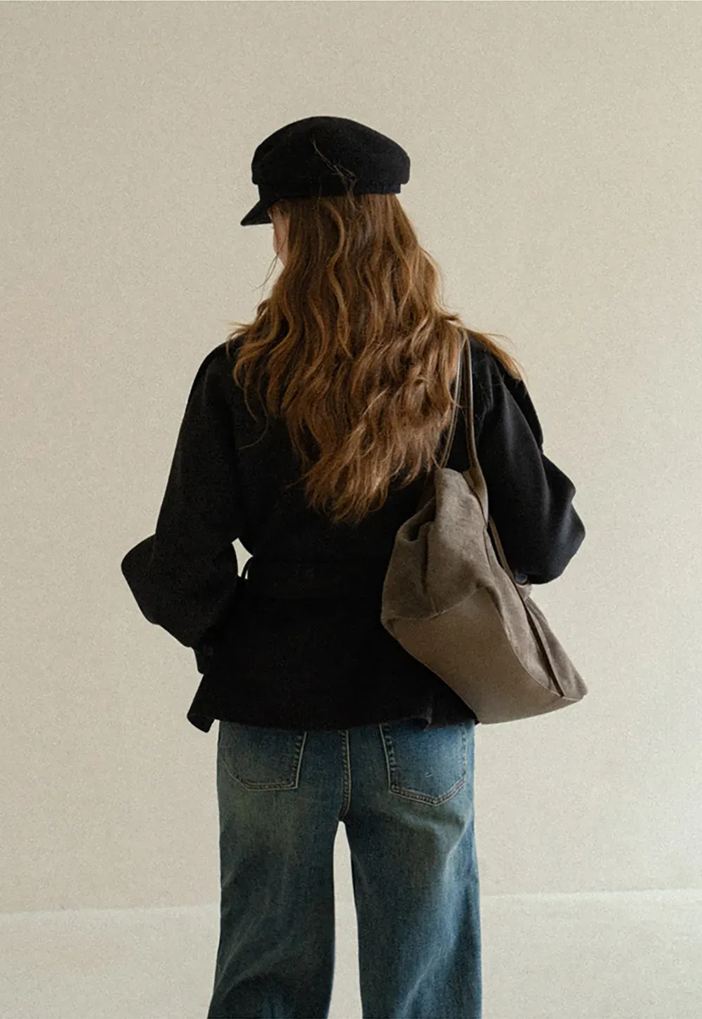 Wrap Front Wool Coat with Tie Belt