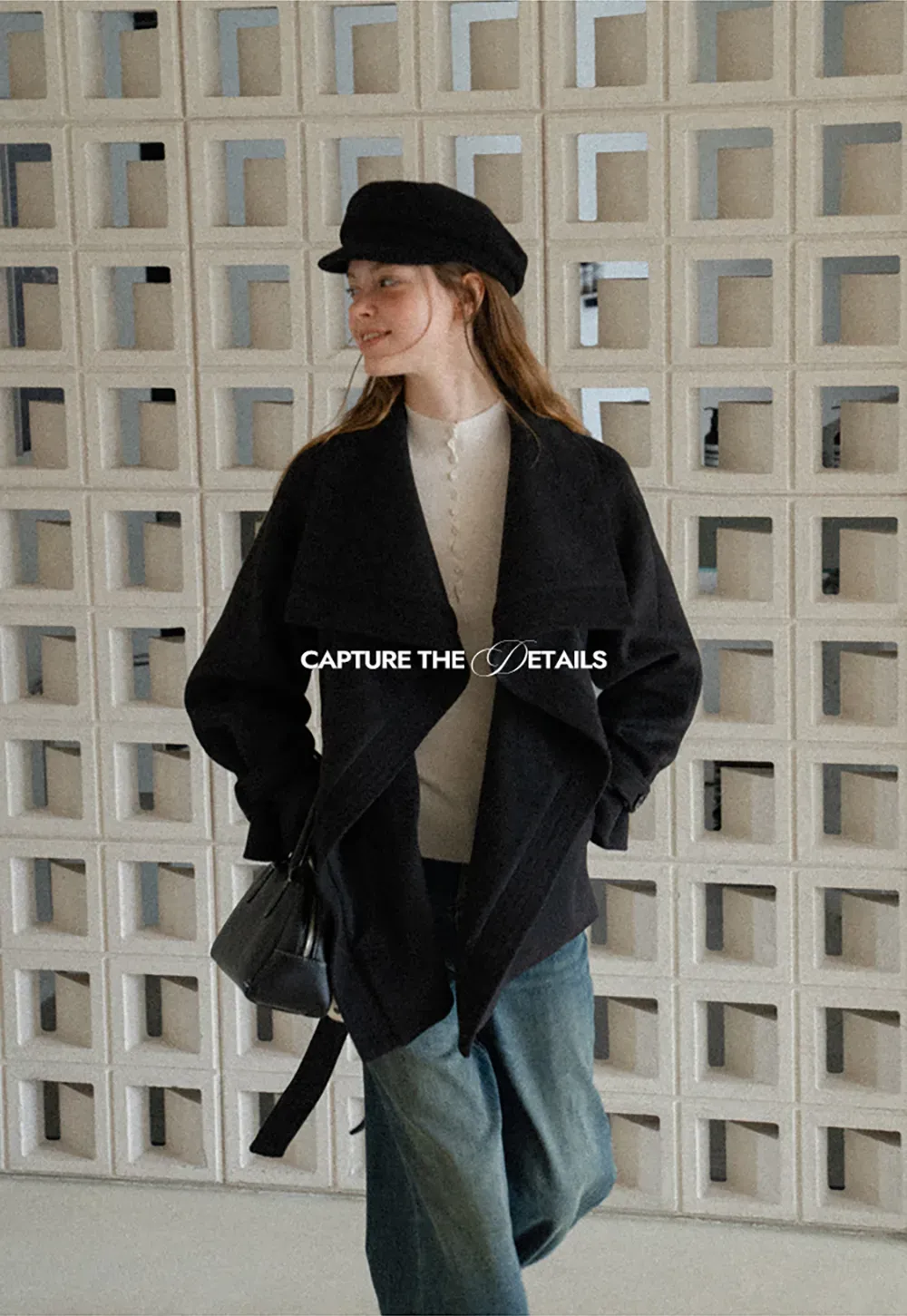 Wrap Front Wool Coat with Tie Belt