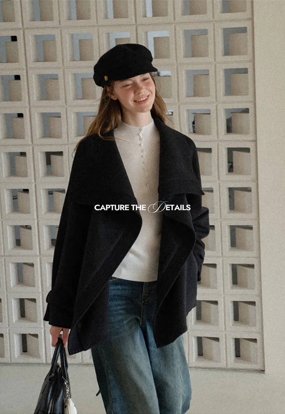 Wrap Front Wool Coat with Tie Belt