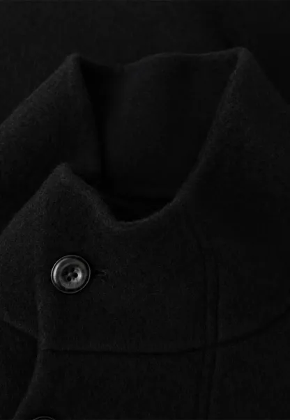 Structured Collar Wool Coat with Belted Waist