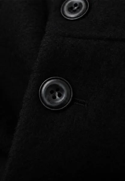 Structured Collar Wool Coat with Belted Waist