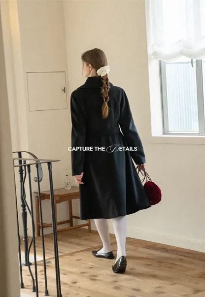 Double Breasted Notched Collar Wool Coat