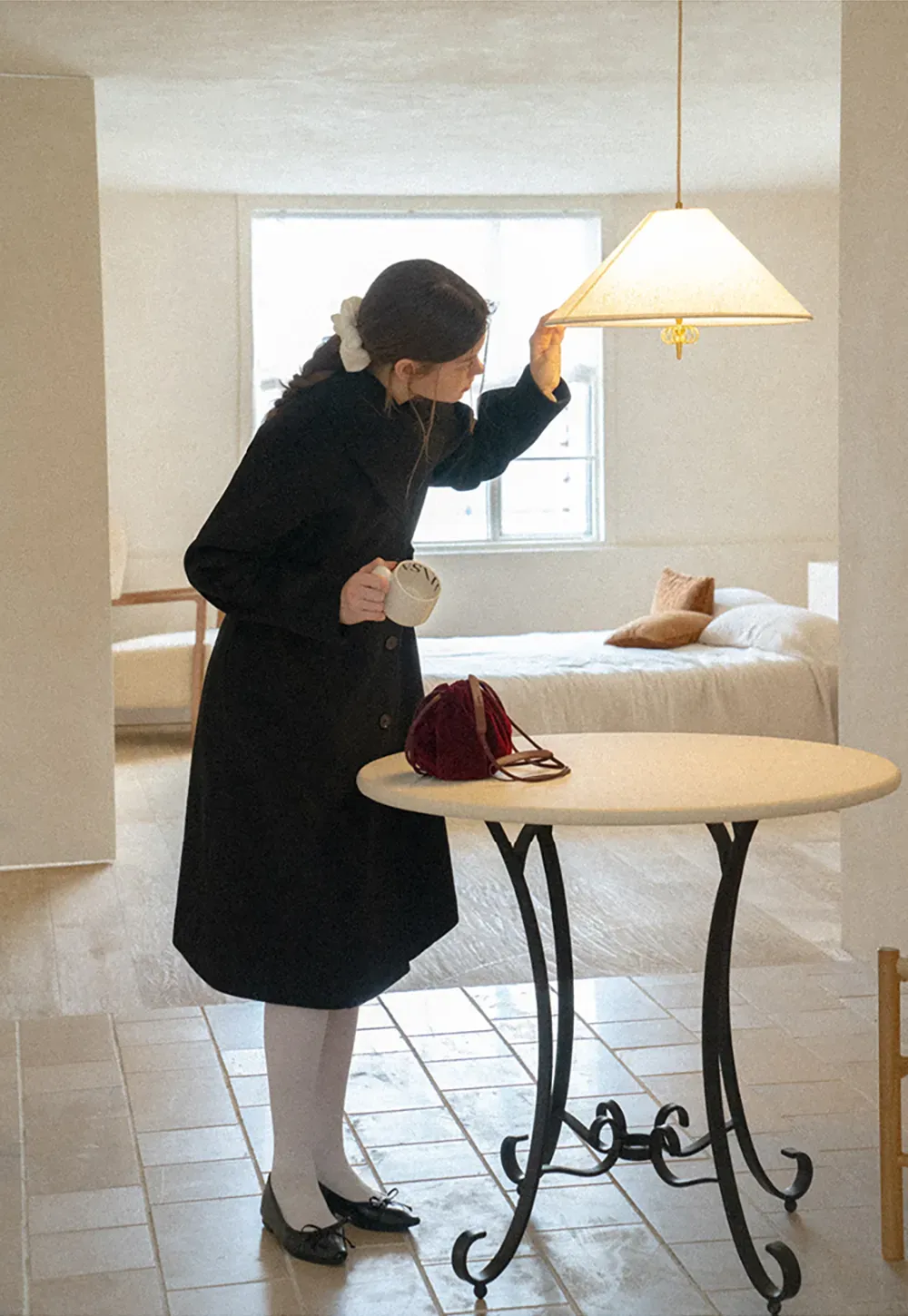 Double Breasted Notched Collar Wool Coat