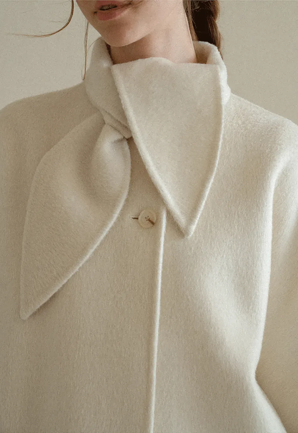 Oversized Coat with Asymmetrical Collar and Wide Sleeve