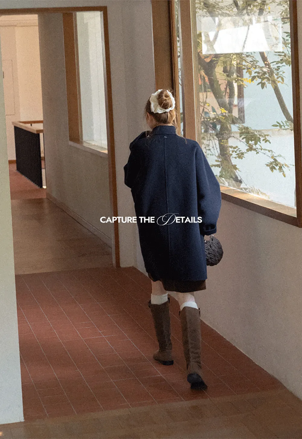 Oversized Coat with Asymmetrical Collar and Wide Sleeve