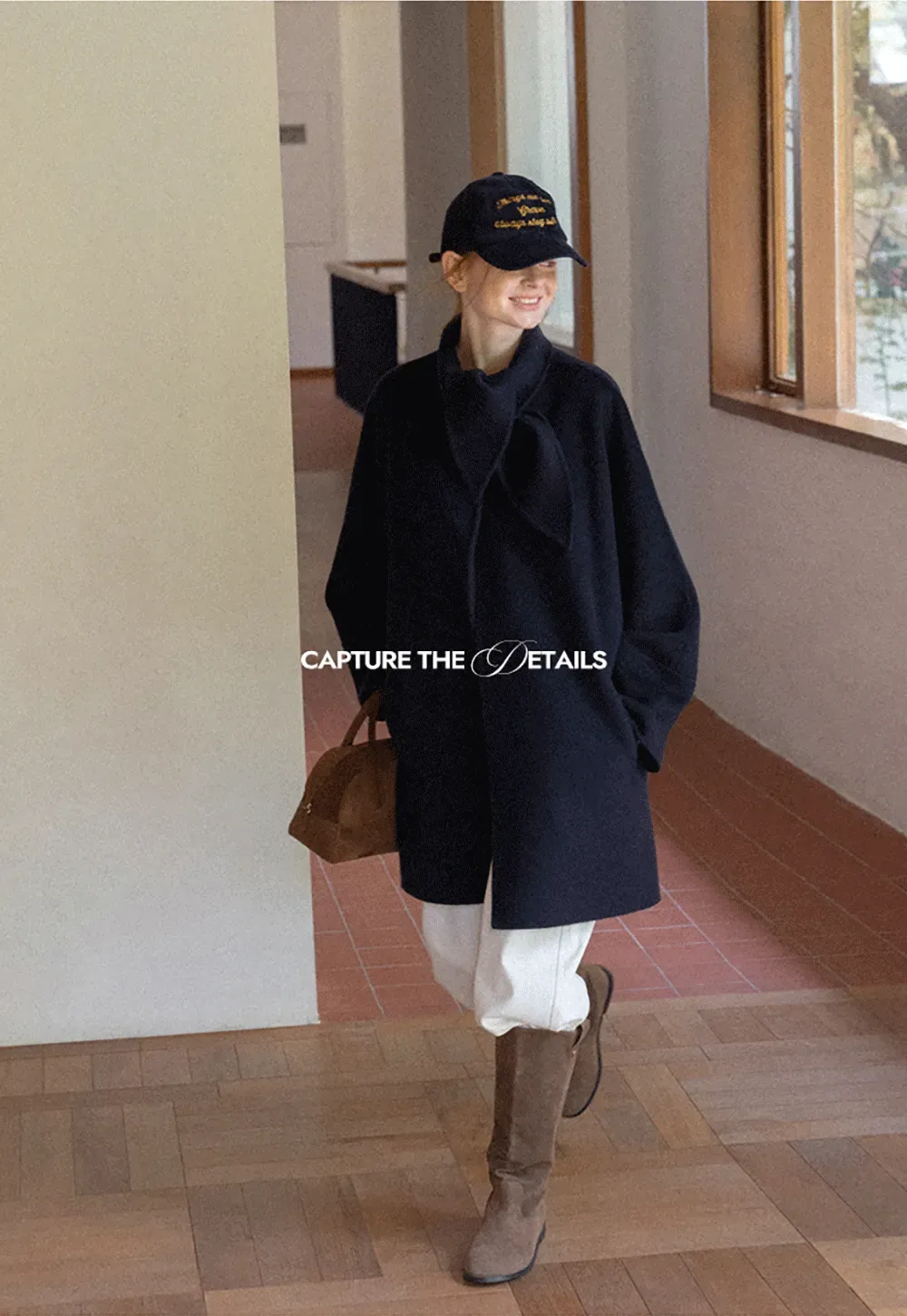 Oversized Coat with Asymmetrical Collar and Wide Sleeve