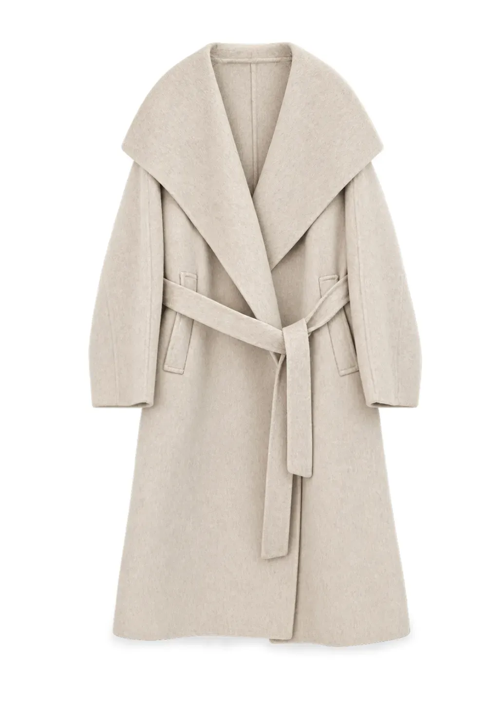 Wrap Style Belted Wool Coat